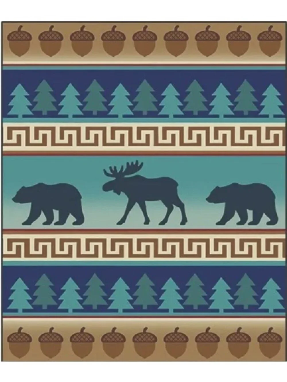 Moose Black Bear Fleece Throw Gift Blanket Reversible Rustic Cabin Home Decor - Picture 1 of 3